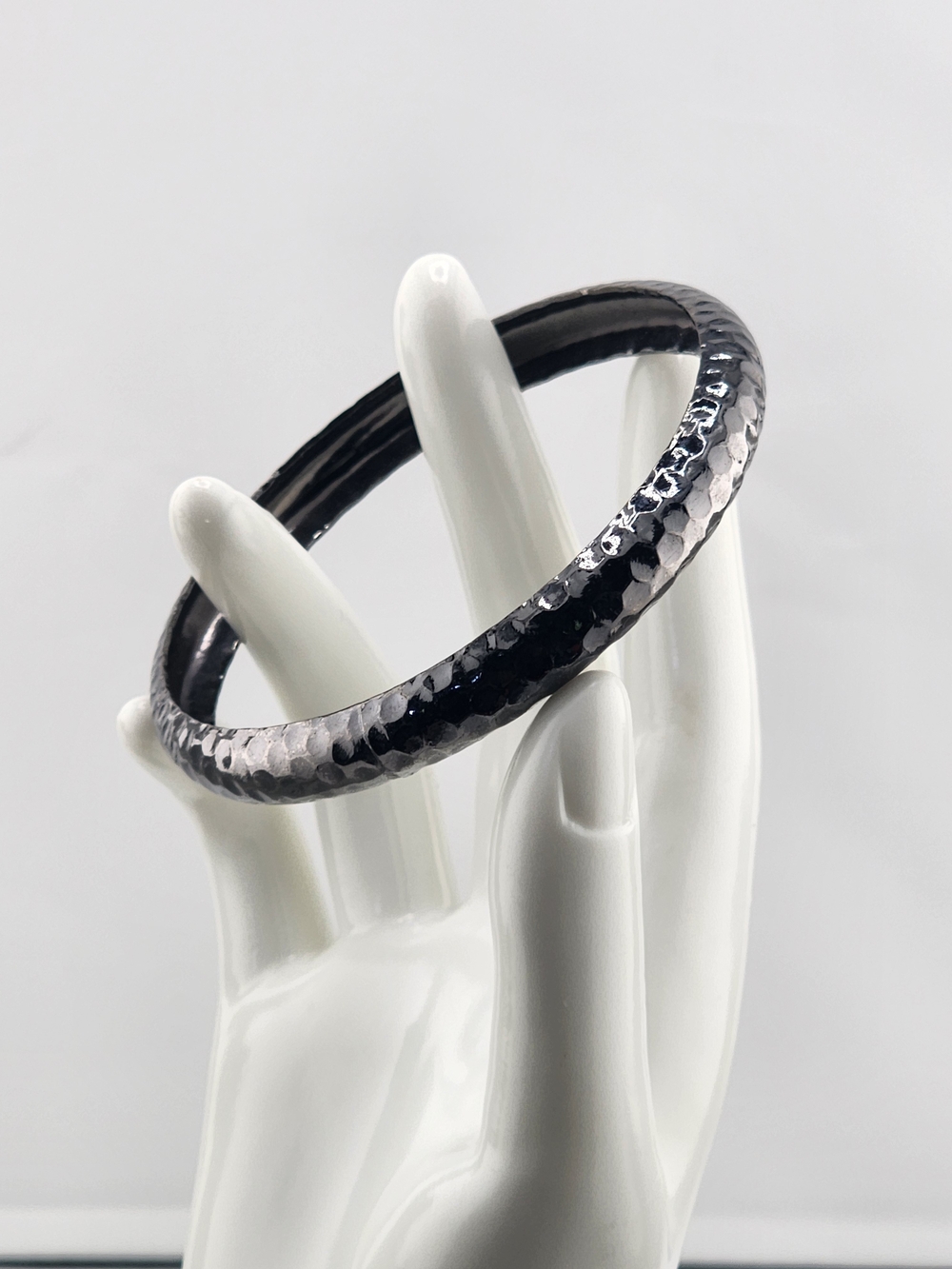 Hammered Metal Black Bangle Bracelet